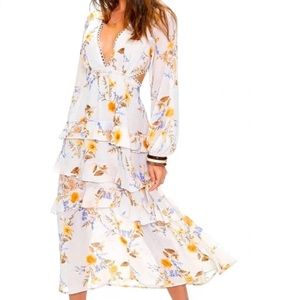 NWT Forever 21 Floral Midi Cutout Back Dress
